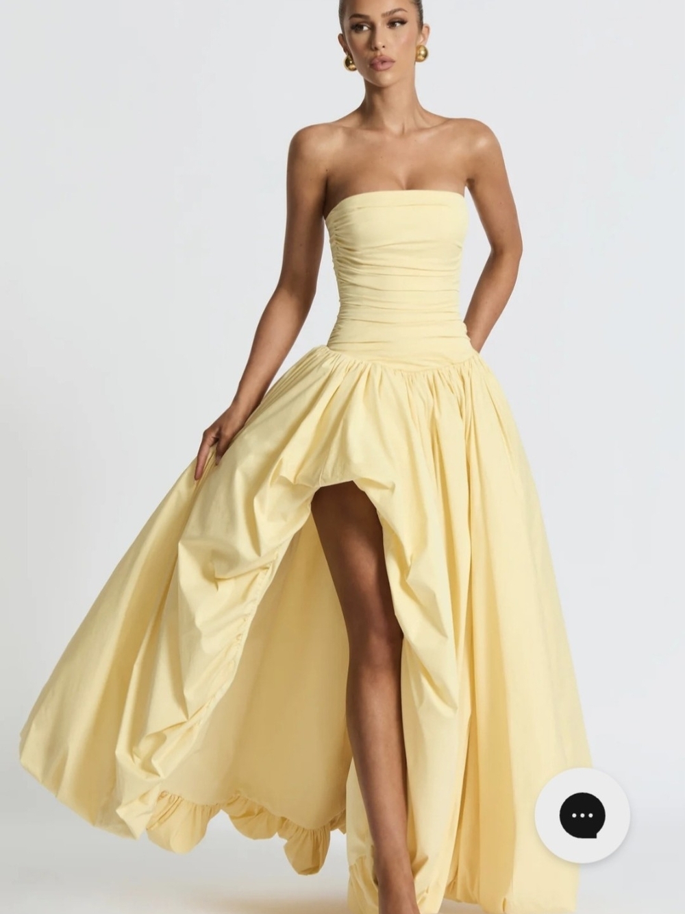 Strapless Yellow High-Low Evening Dress